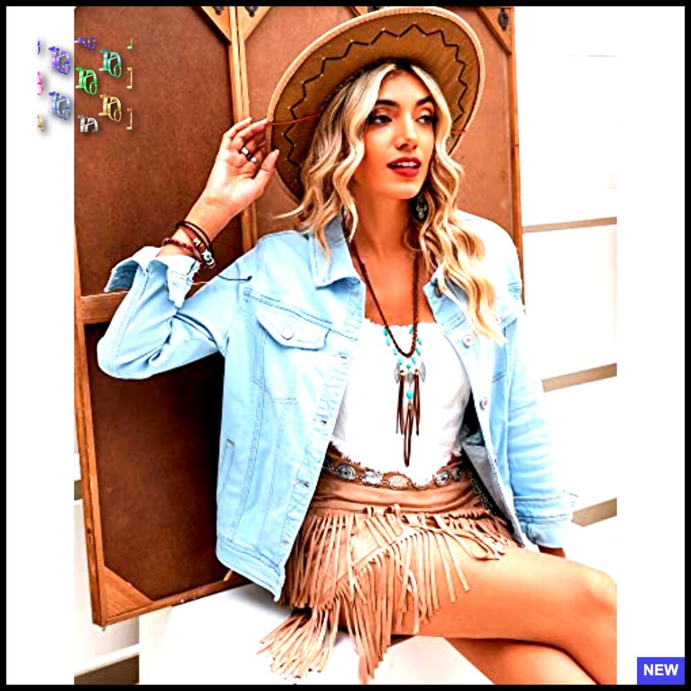 Stretch Fitted Denim Jacket Button Down Long Sleeves Classic Chic Casual - Picture 5 of 7